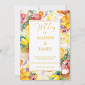 Invitation couleur vive rétro OR moderne mariage (Devant)