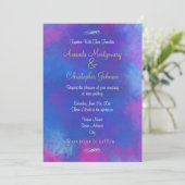 Invitation Couleurs Abstraites Rêveuses Bleu Rose Violet Mari (Debout devant)