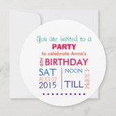 Invitation Couleurs arc-en-ciel (Dos)