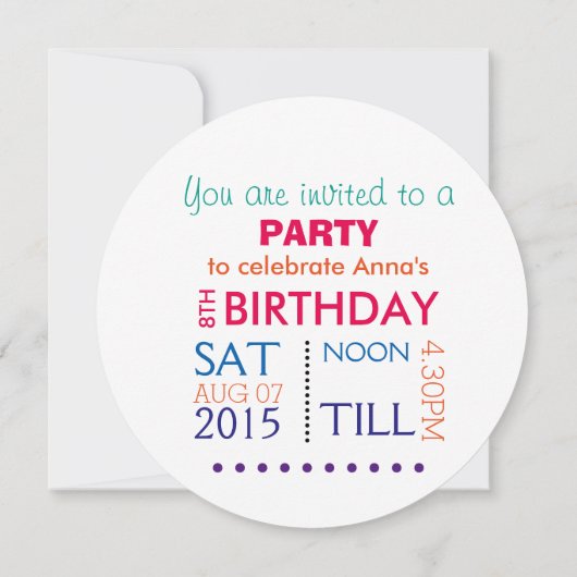 Invitation Couleurs arc-en-ciel (Dos)