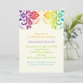 Invitation Couleurs arc-en-ciel mariage damassé douche nuptia (Debout devant)