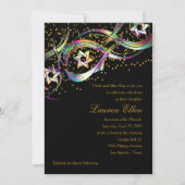 Invitation Couleurs arc-en-ciel Stars Flourdir Confetti Or (Devant)