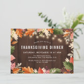 Invitation Couleurs automnales dîner rustique d'action de grâ (Debout devant)