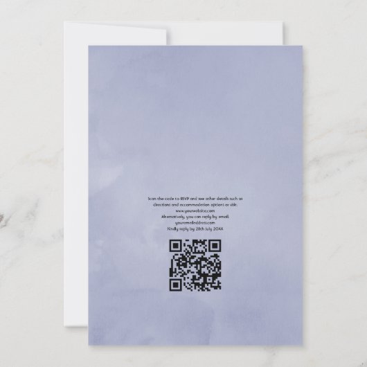 Invitation Couleurs bleu Floral QR Code RSVP Mariage (Dos)