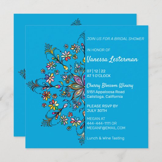 Invitation Couleurs Chic Mandala Bridal Showbwbwbwbwick Invit (Devant / Derrière)