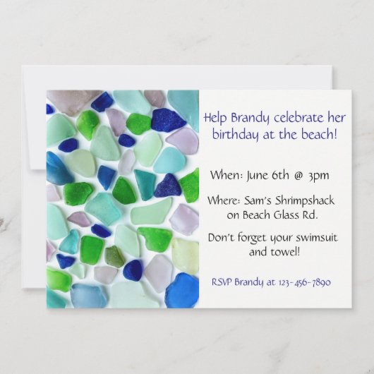Invitation Couleurs cool Sea Glass Beach Party (Devant)