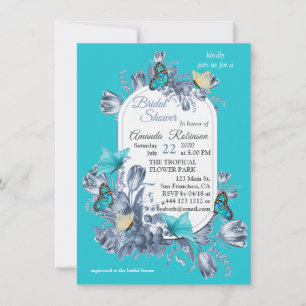 Invitation Couleurs cyanotype et papillons visiteurs.