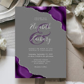 Invitation Couleurs d'agate d'argent violet Mariage gris