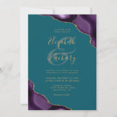 Invitation Couleurs d'agate d'or violet Mariage Turquoise (Devant)