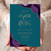 Invitation Couleurs d'agate d'or violet Mariage Turquoise