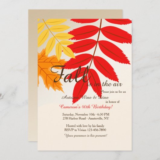 Invitation Couleurs d'automne (Devant / Derrière)