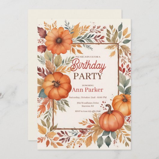 Invitation Couleurs d'automne (Devant / Derrière)