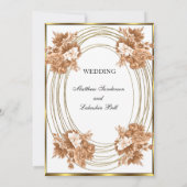 Invitation Couleurs d'automne blanc mariage Fleurs d'or (Dos)