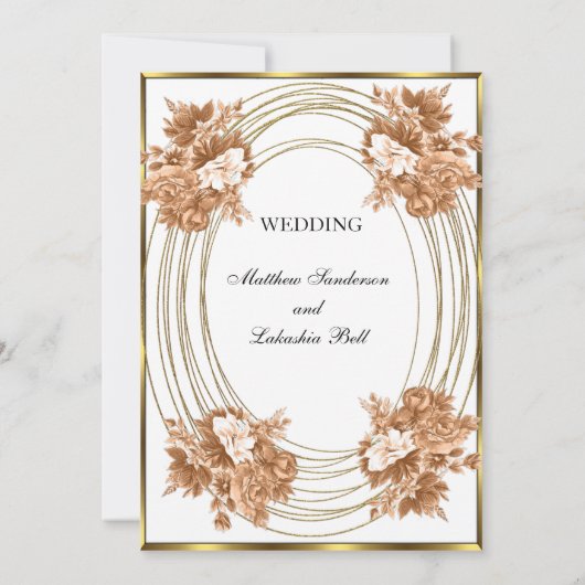 Invitation Couleurs d'automne blanc mariage Fleurs d'or (Dos)