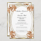 Invitation Couleurs d'automne blanc mariage Fleurs d'or (Devant / Derrière)