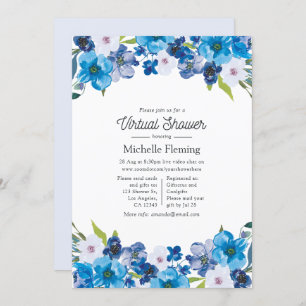 Invitation Couleurs de Blue Floral Douche virtuelle