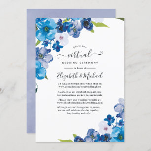 Invitation Couleurs de Blue Floral Mariage virtuel en ligne