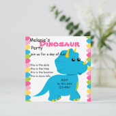 Invitation Couleurs de bonbons Dino (Debout devant)