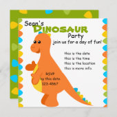 Invitation Couleurs de bonbons Dino (Devant / Derrière)