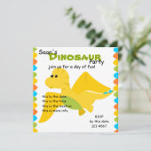 Invitation Couleurs de bonbons Dino (Debout devant)