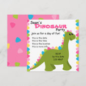 Invitation Couleurs de bonbons Dino (Devant / Derrière)