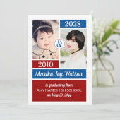 Invitation Couleurs de l'école bleu rouge Alors et maintenant (Debout devant)