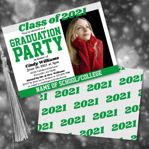 Invitation Couleurs de l'école d'argent vert Diplôme photo