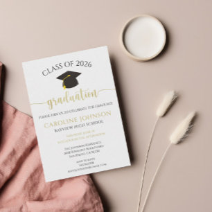 Invitation Couleurs de l'école de la fête de graduation Noir