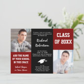 Invitation Couleurs de l'école Noire et rouge de Maroon (Debout devant)