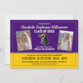 Invitation Couleurs de l'école Purple et Jaune fête de gradua (Devant)