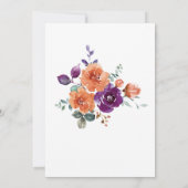 Invitation Couleurs de mariage violet et orange brûlé (Dos)