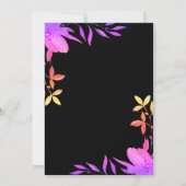 Invitation Couleurs De Neon Noir Et Blanc Flume Mariage Flora (Dos)