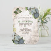 Invitation Couleurs de plage Vert & Succulent Bachelorette Pa (Debout devant)