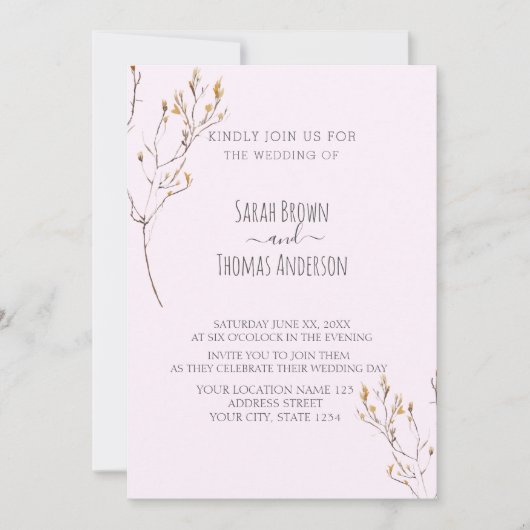 Invitation Couleurs douces Fleur sauvage Brûlé Orange & Bébé  (Devant)