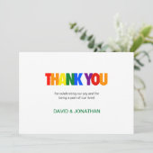 Invitation Couleurs du drapeau arc-en-ciel Mariage gay Merci (Debout devant)