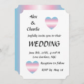 Invitation Couleurs du drapeau trans Mariage de coeur fier (Devant / Derrière)