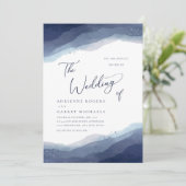 Invitation Couleurs Du Mariage Aquarelle Bleu (Debout devant)