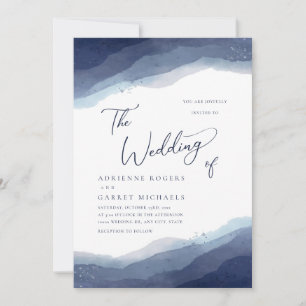 Invitation Couleurs Du Mariage Aquarelle Bleu