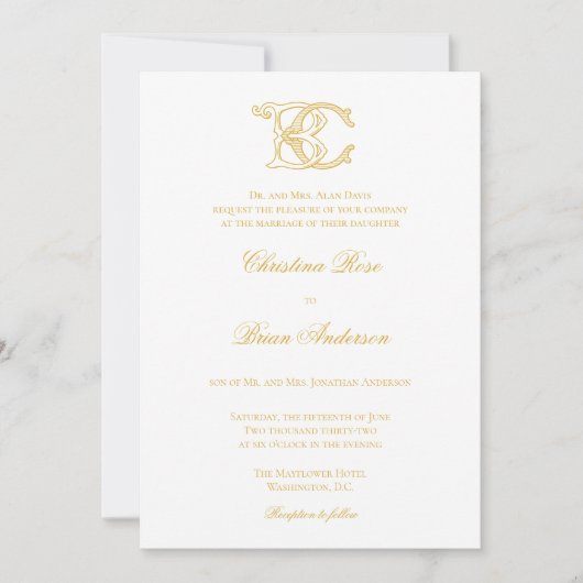 Invitation COULEURS ÉDITABLES BC Monogramme CB Monogramme Inv (Devant)