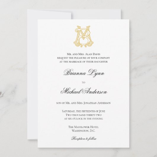 Invitation COULEURS ÉDITABLES MB Monogramme BM Monogramme Inv (Devant)