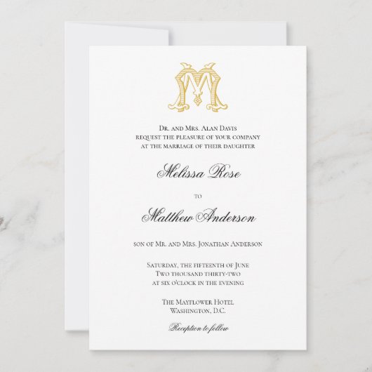 Invitation COULEURS ÉDITABLES MM Monogramme MM Logo Invitatio (Devant)