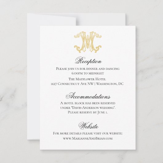 Invitation COULEURS ÉDITABLES MW Monogramme WM Monogramme Inv (Devant)