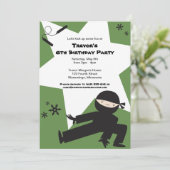 Invitation COULEURS ÉDITABLES ! Ninja Anniversaire Fête Invit (Debout devant)