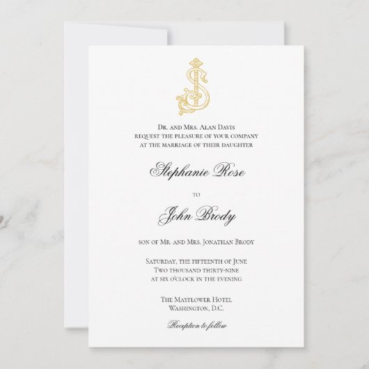 Invitation COULEURS ÉDITABLES SJ Monogram JS Monogram Invitat (Devant)