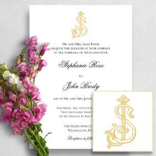Invitation COULEURS ÉDITABLES SJ Monogram JS Monogram Invitat