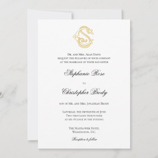 Invitation COULEURS MODIFIABLES CS Monogramme SC Monogramme I (Devant)