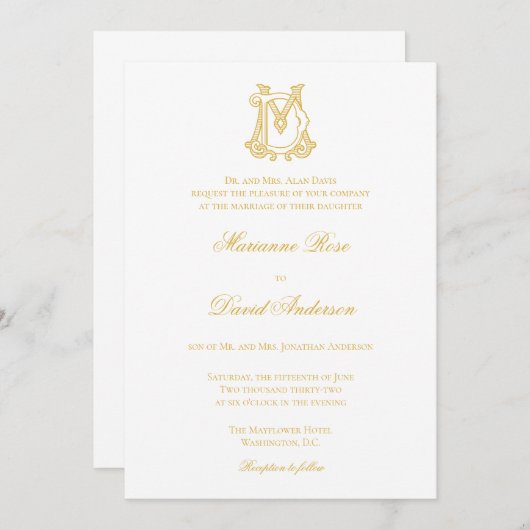 Invitation COULEURS MODIFIABLES DM Monogramme MD Logo Invitat (Devant / Derrière)