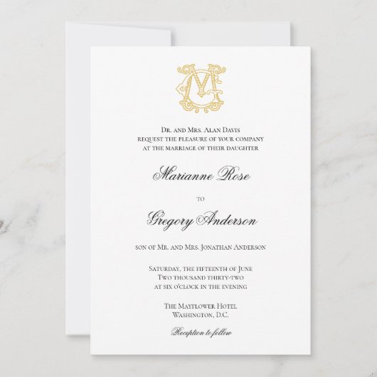 Invitation COULEURS MODIFIABLES GM Monogramme MG Logo Invitat (Devant)
