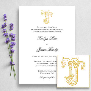Invitation COULEURS MODIFIABLES JT Monogramme TJ Monogramme I