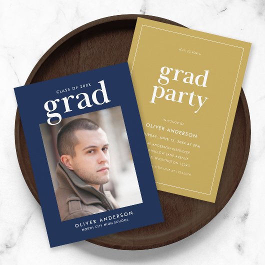 Invitation Couleurs modifiables Serif Photo Graduation Party